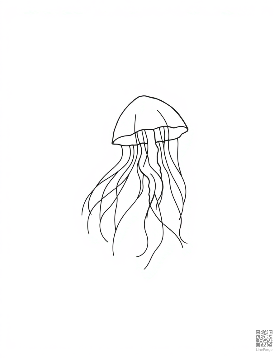 Jellyfish floating in deep water coloring page Minimal style - free printable