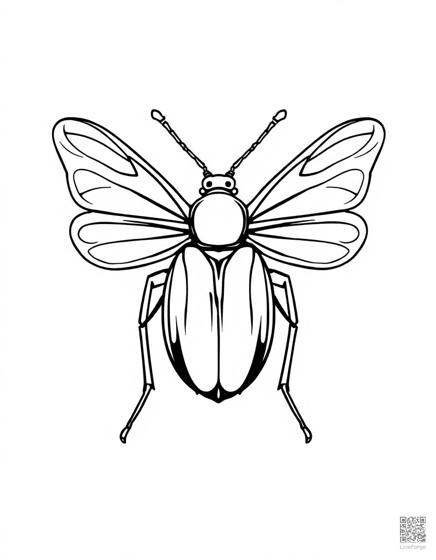 jewel beetle with iridescent wings coloring page Contour style - free printable