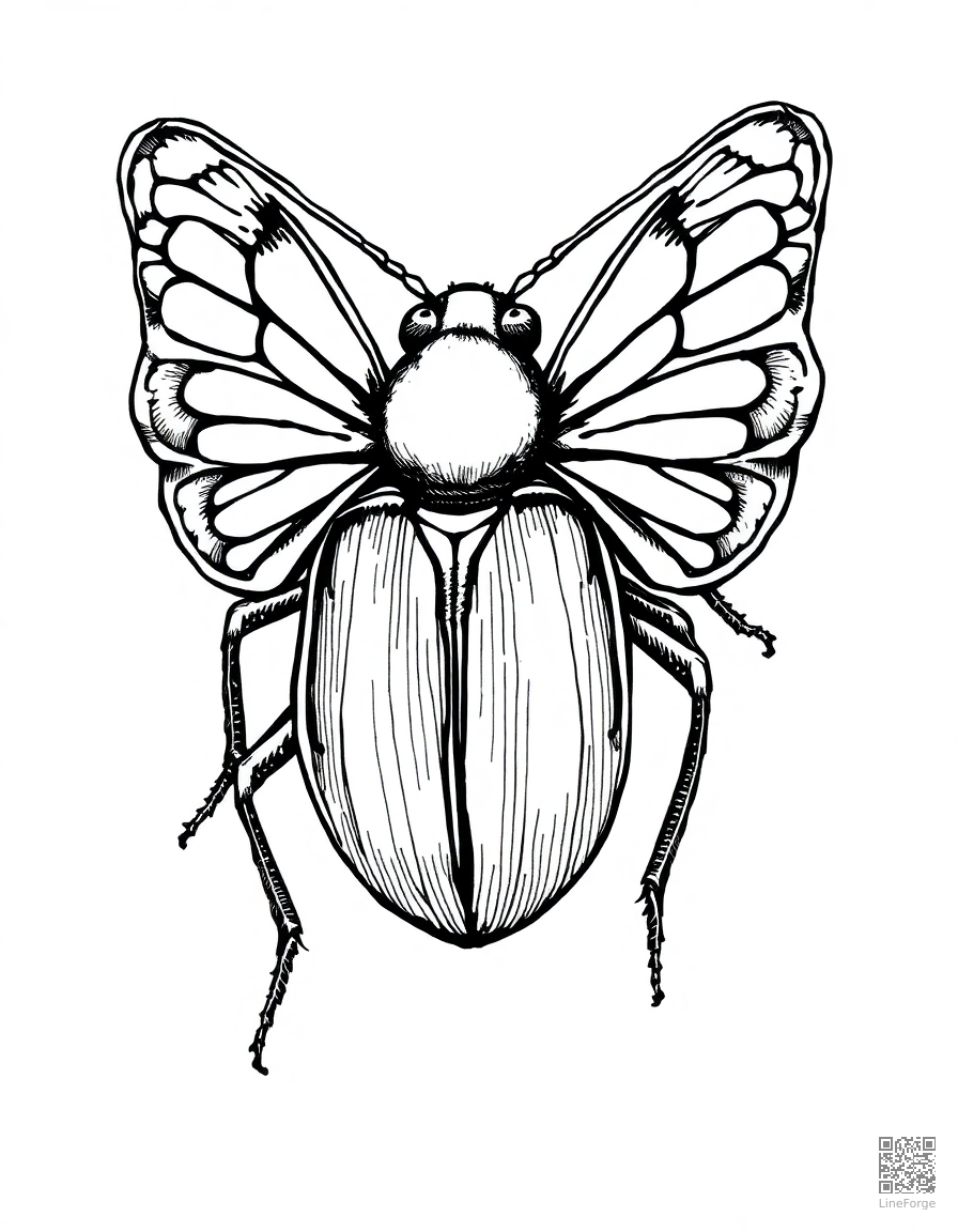 jewel beetle with iridescent wings coloring page Crosshatch style - free printable