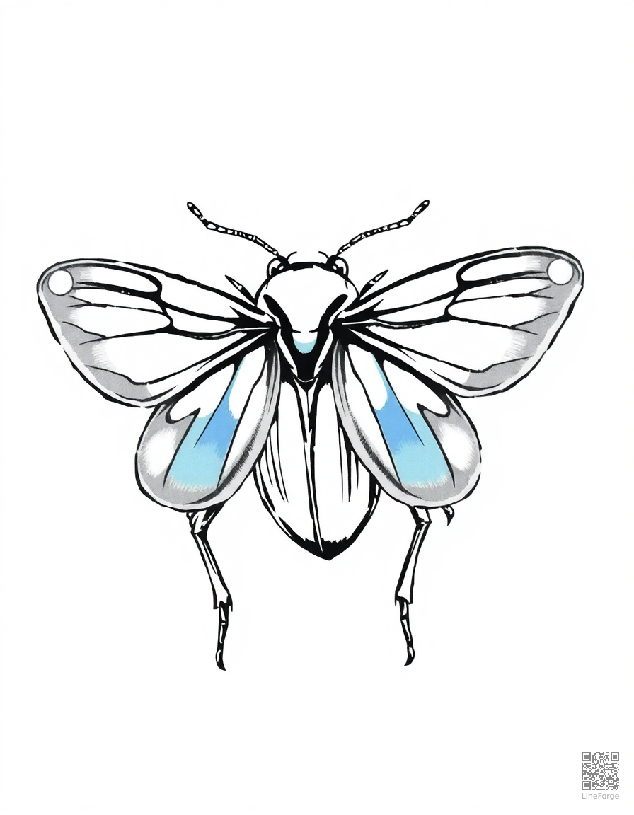 jewel beetle with iridescent wings coloring page Manga style - free printable