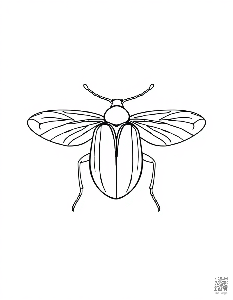 jewel beetle with iridescent wings coloring page Minimal style - free printable