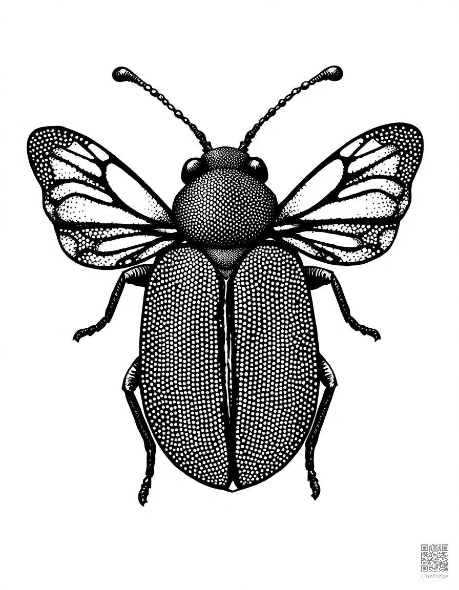 jewel beetle with iridescent wings coloring page Stipple style - free printable