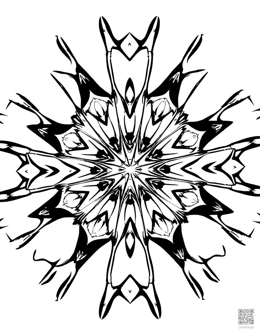 kaleidoscope pattern with symmetrical design coloring page Minimal style - free printable