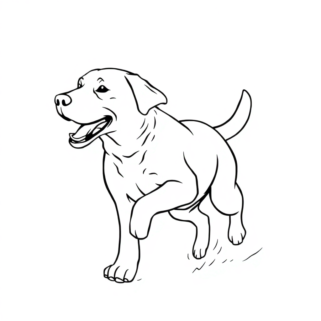 Labrador Retriever dog — playing and running, energetic and joyful coloring page Minimal style - free printable