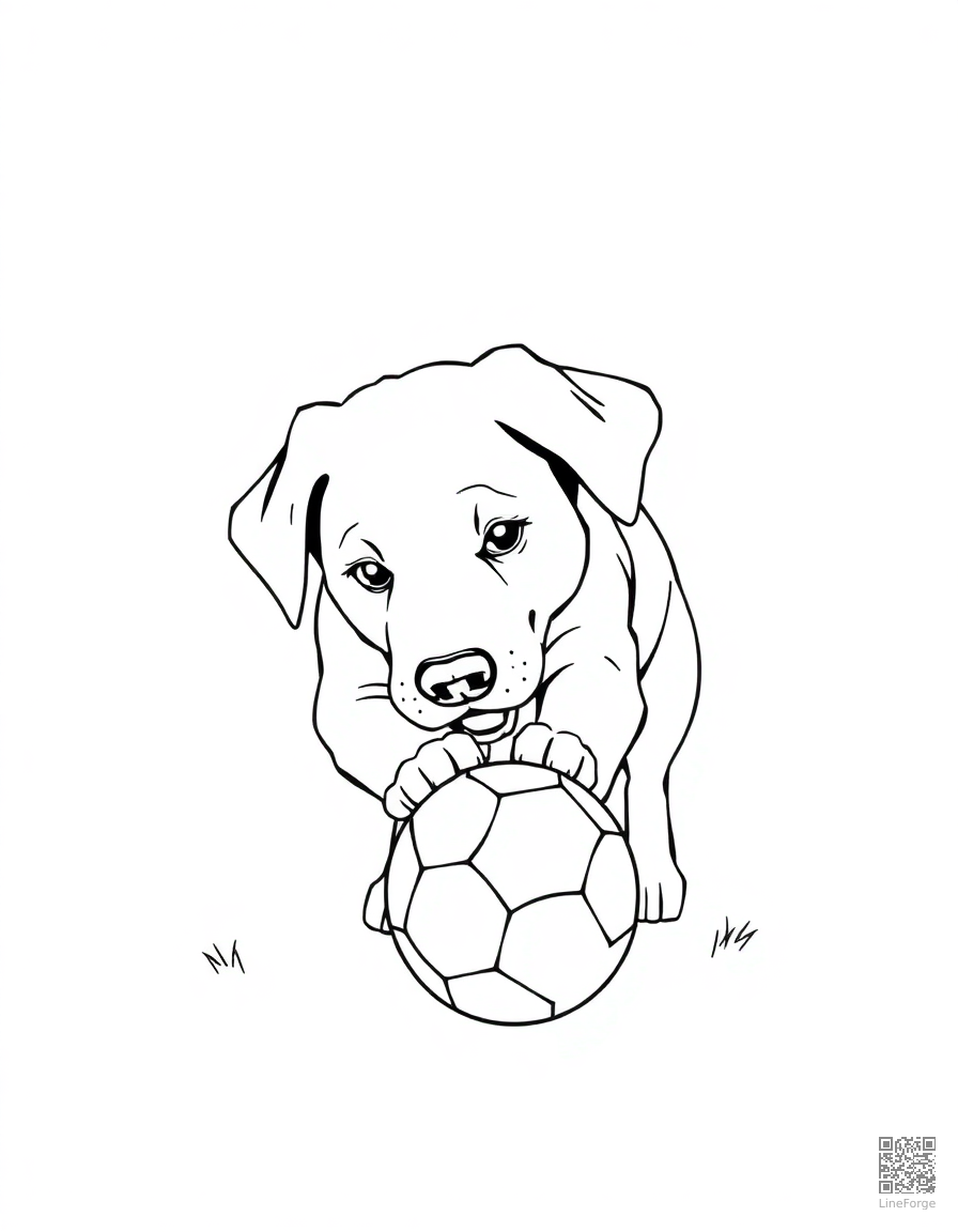 Labrador Retriever playing with a ball coloring page Manga style - free printable