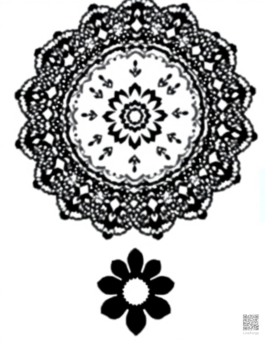 lace doily pattern with delicate details coloring page Stipple style - free printable