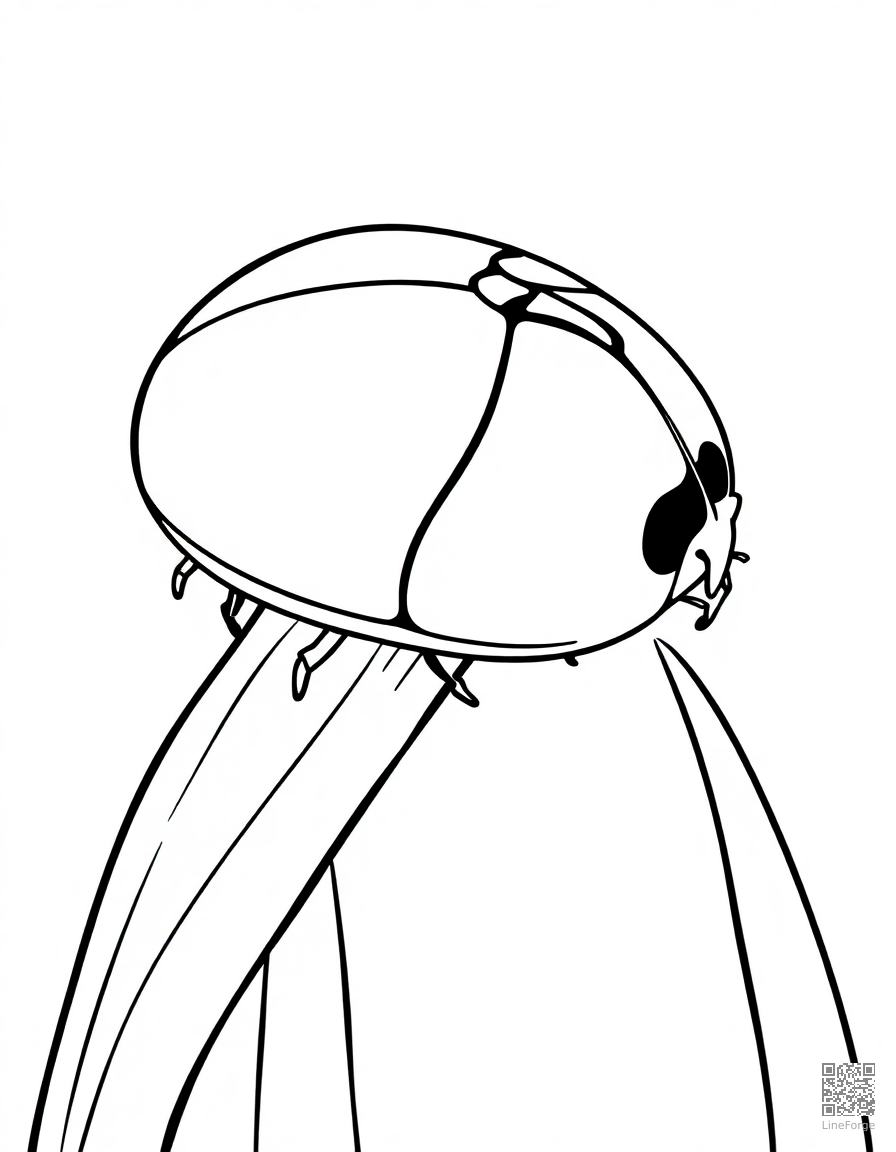 ladybug on a blade of grass coloring page Contour style - free printable