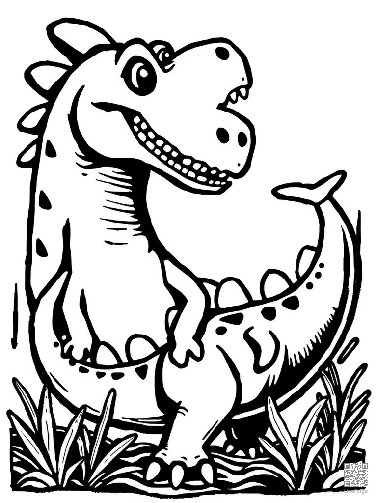 Letter D with dinosaur dog and dolphin coloring page Woodcut style - free printable