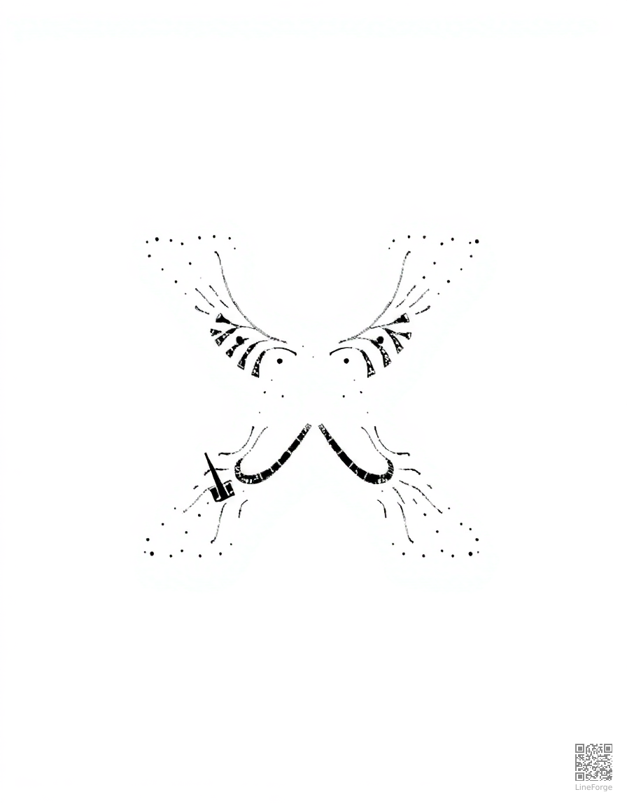 letter X decorated with x-rays and xylophones coloring page Stipple style - free printable