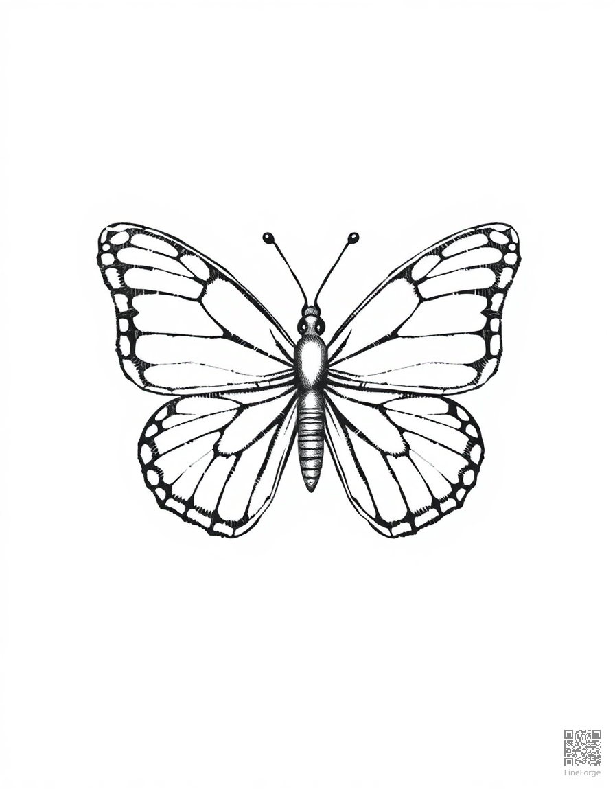 Free life cycle of a butterfly diagram coloring page in crosshatch style — printable line art