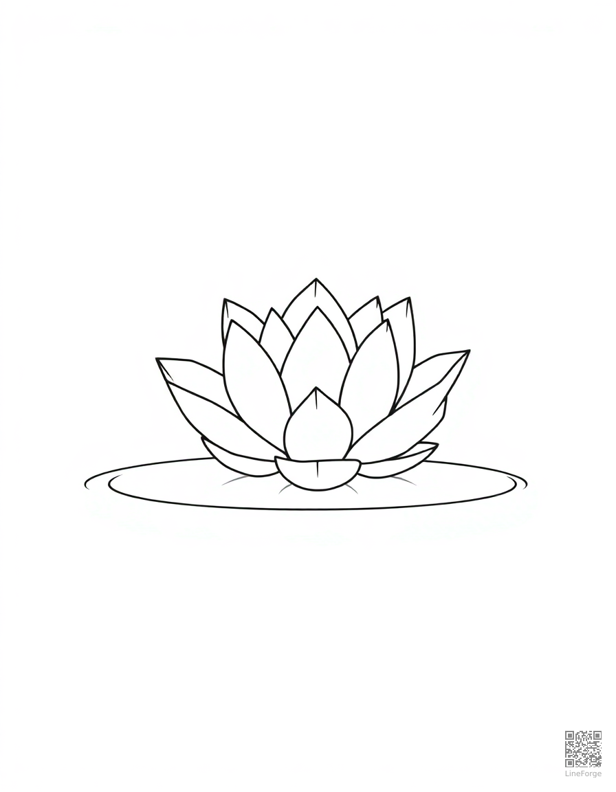 lotus flower floating on a calm pond coloring page Minimal style - free printable