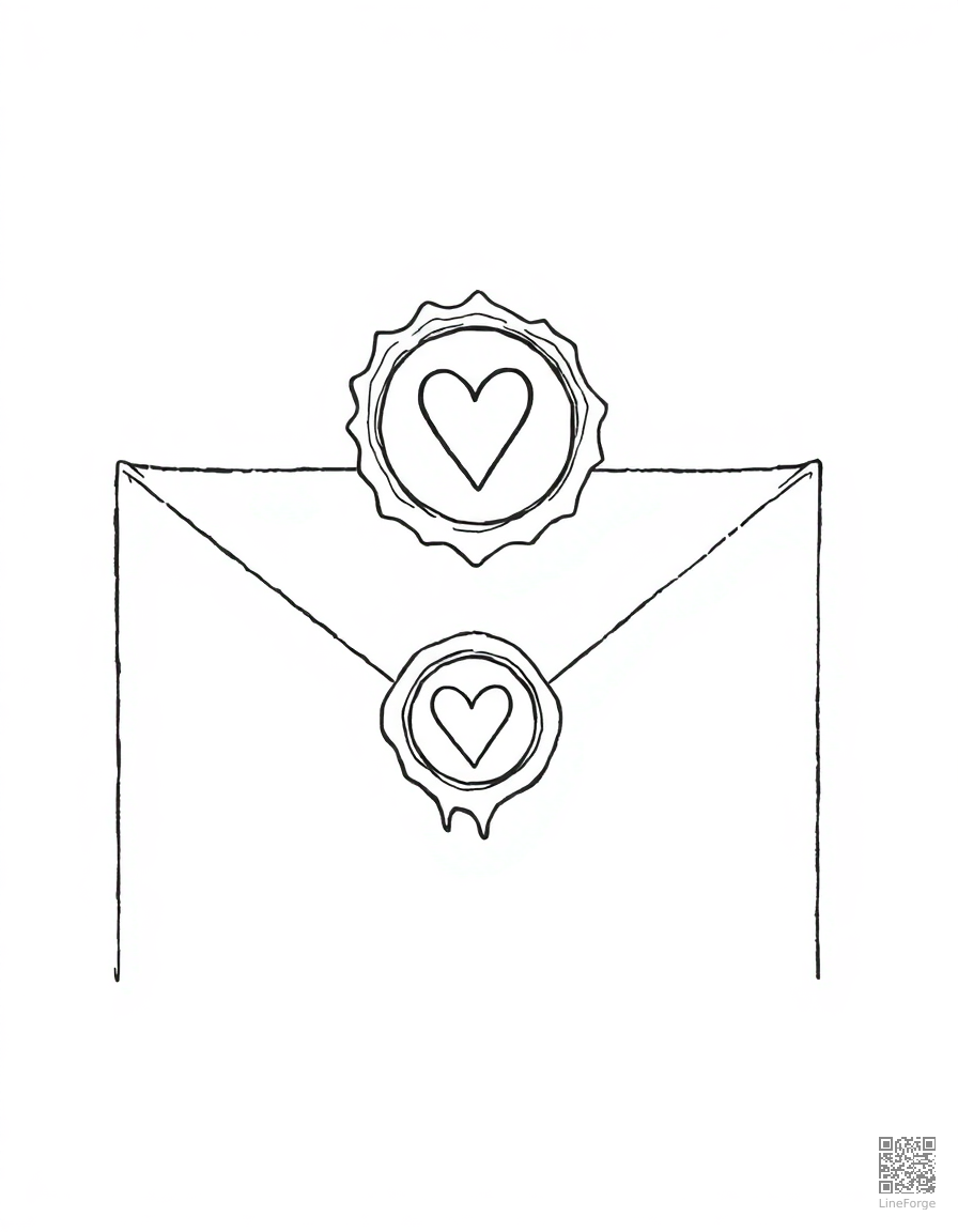 love letter with wax seal coloring page Manga style - free printable