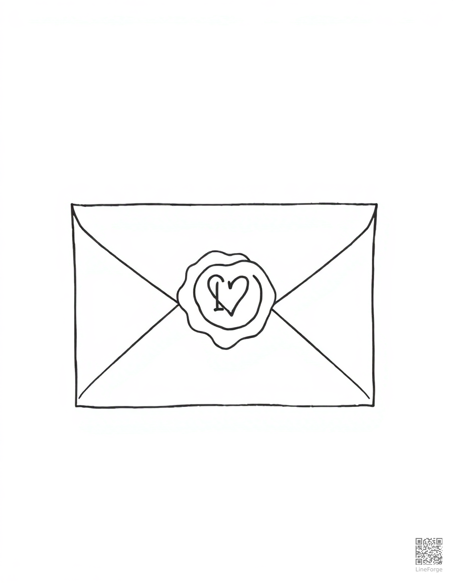 love letter with wax seal coloring page Minimal style - free printable