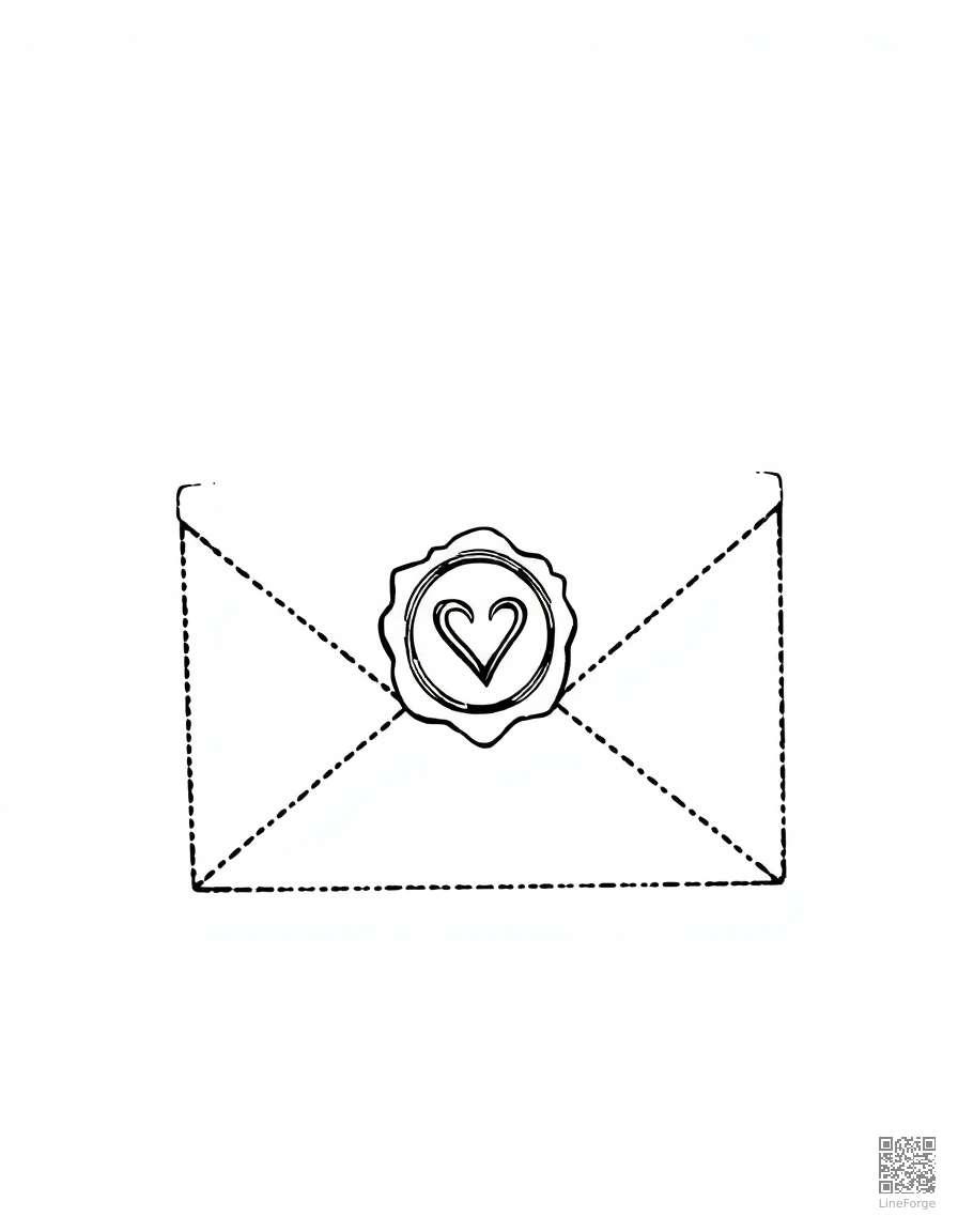 love letter with wax seal coloring page Stipple style - free printable