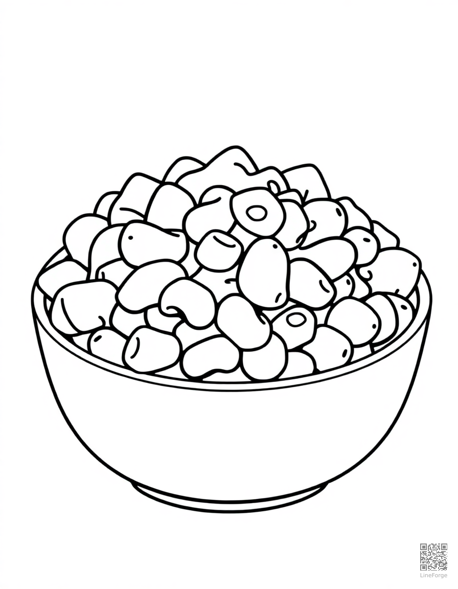 mac and cheese in a bowl coloring page Contour style - free printable