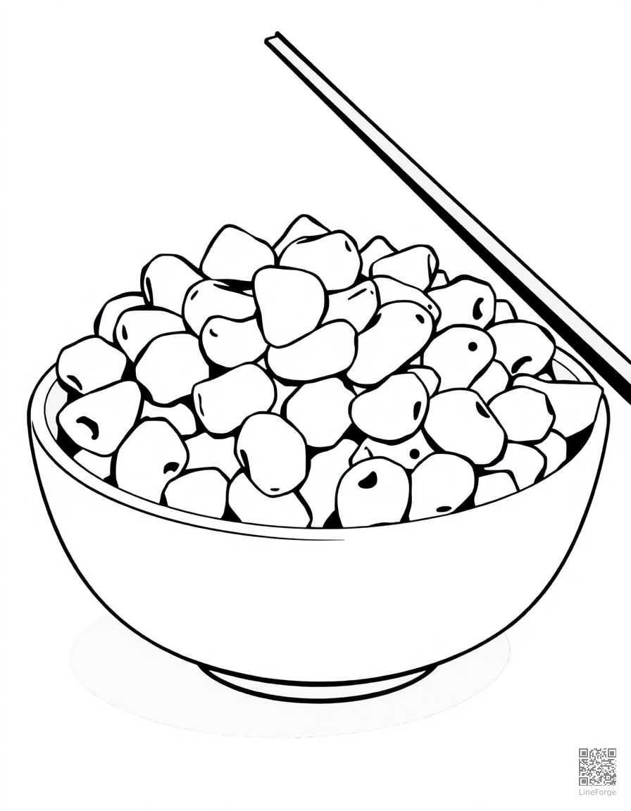 mac and cheese in a bowl coloring page Manga style - free printable