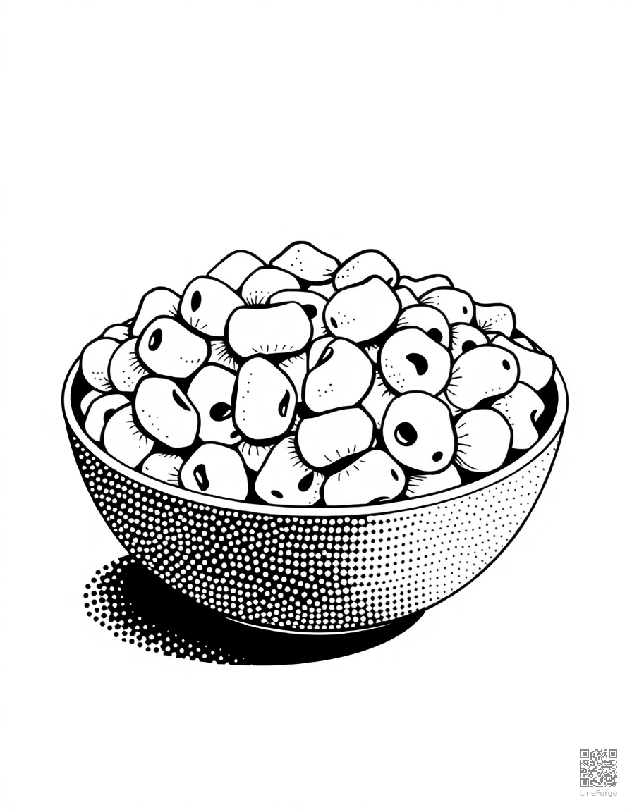 mac and cheese in a bowl coloring page Stipple style - free printable