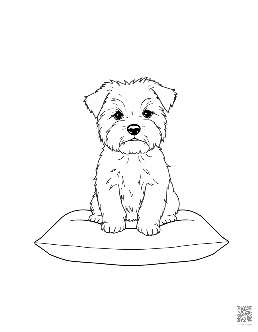 maltese puppy sitting on a velvet pillow coloring page Minimal style - free printable