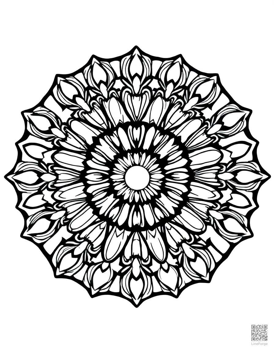 mandala with butterfly wing designs coloring page Woodcut style - free printable