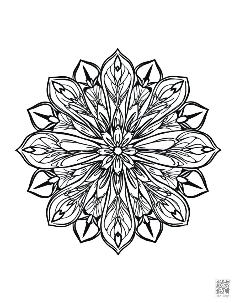 mandala with dragonfly wing designs coloring page Contour style - free printable