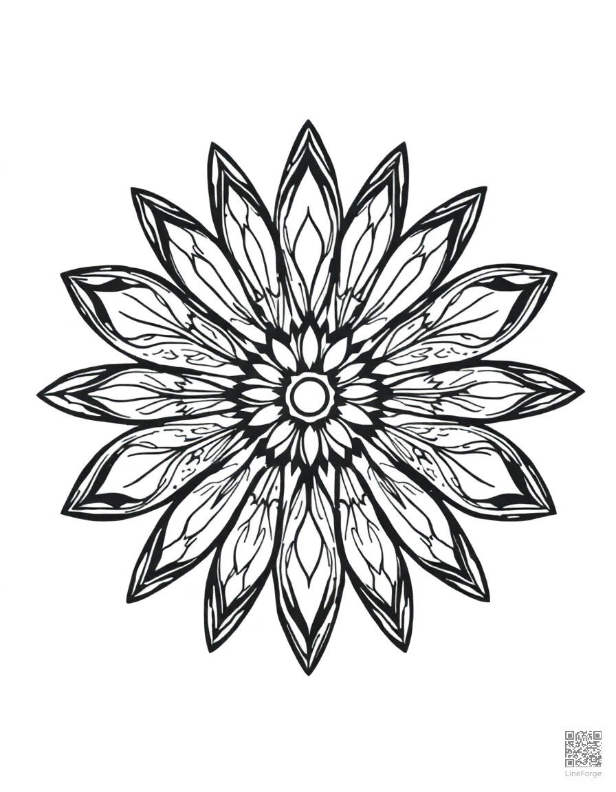 mandala with dragonfly wing designs coloring page Woodcut style - free printable