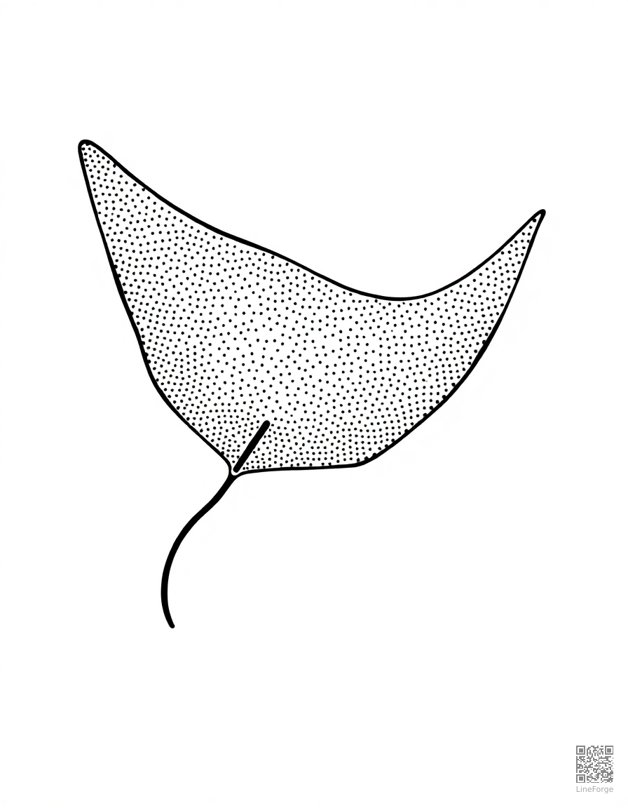 Free manta ray gliding through clear water coloring page in stipple style — printable line art