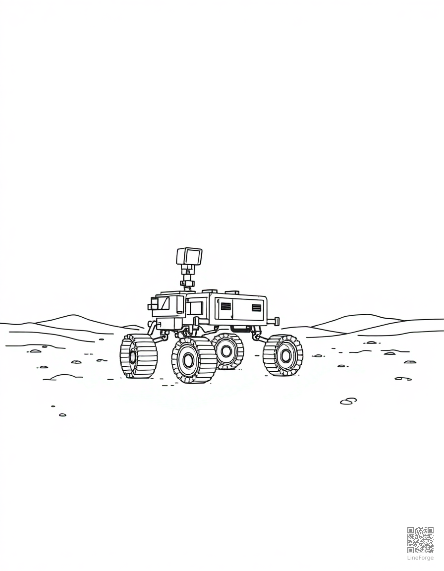 mars rover exploring the red planet coloring page Minimal style - free printable