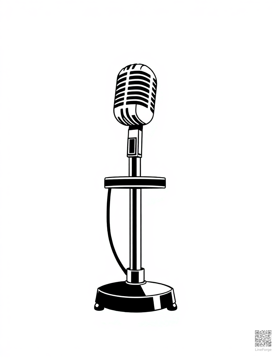 microphone on a stand with spotlight coloring page Manga style - free printable