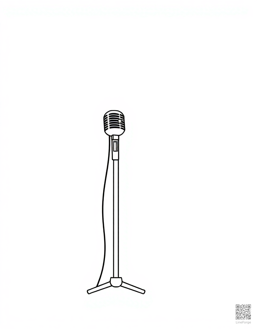 microphone on a stand with spotlight coloring page Minimal style - free printable