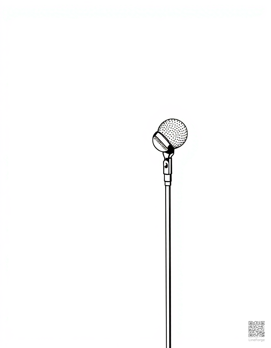 microphone on a stand with spotlight coloring page Stipple style - free printable