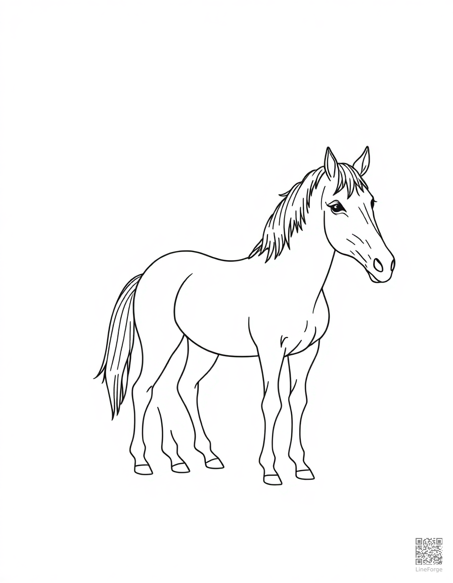 miniature horse standing next to a regular horse coloring page Minimal style - free printable