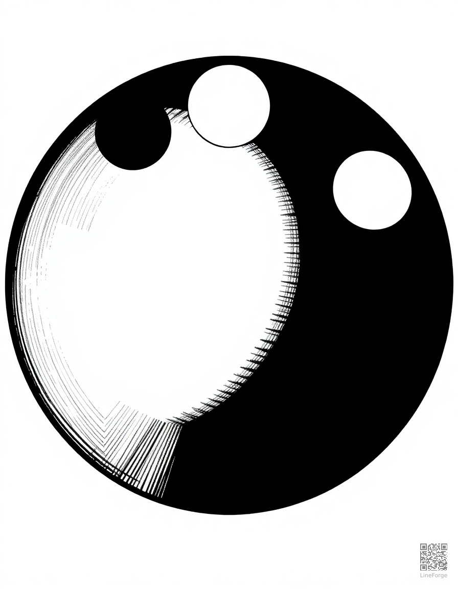 moon phases in a circular diagram coloring page Crosshatch style - free printable