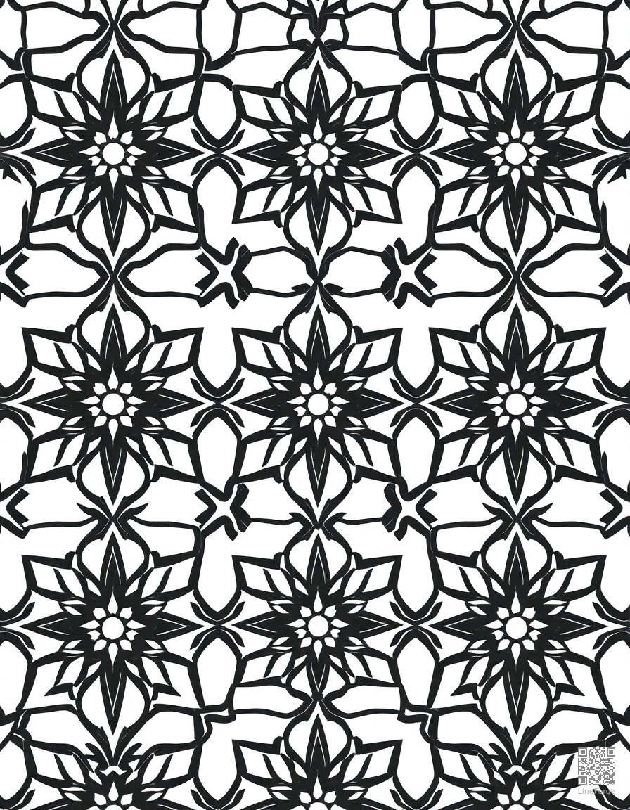 moroccan tile mosaic repeating pattern coloring page Contour style - free printable