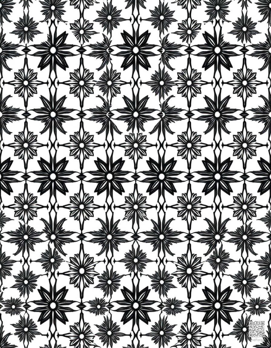 moroccan tile mosaic repeating pattern coloring page Manga style - free printable