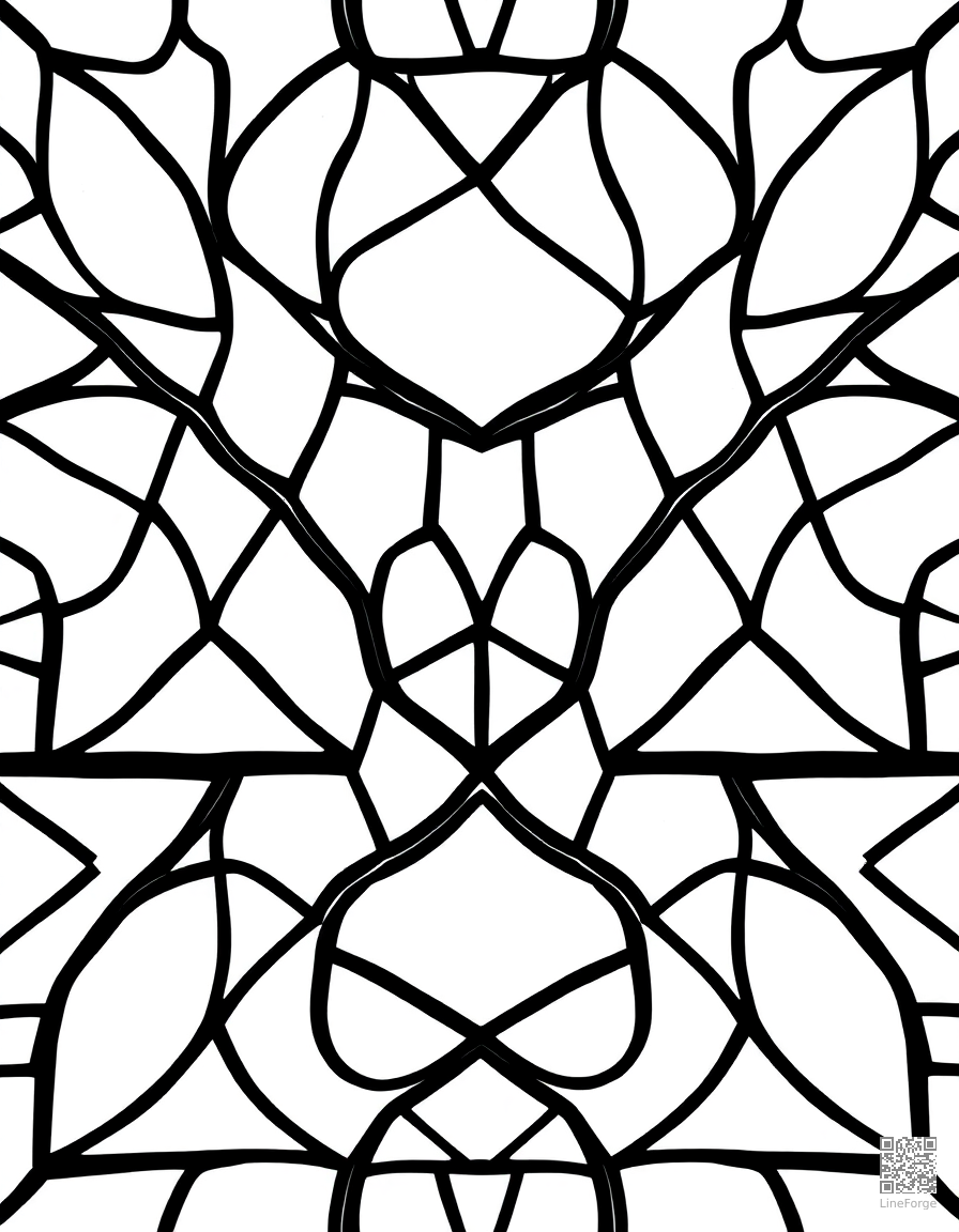mosaic tile pattern in geometric shapes coloring page Contour style - free printable