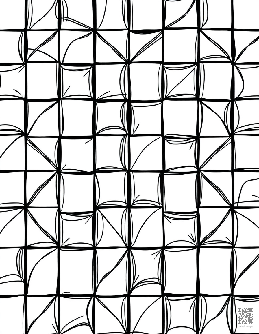 mosaic tile pattern in geometric shapes coloring page Manga style - free printable
