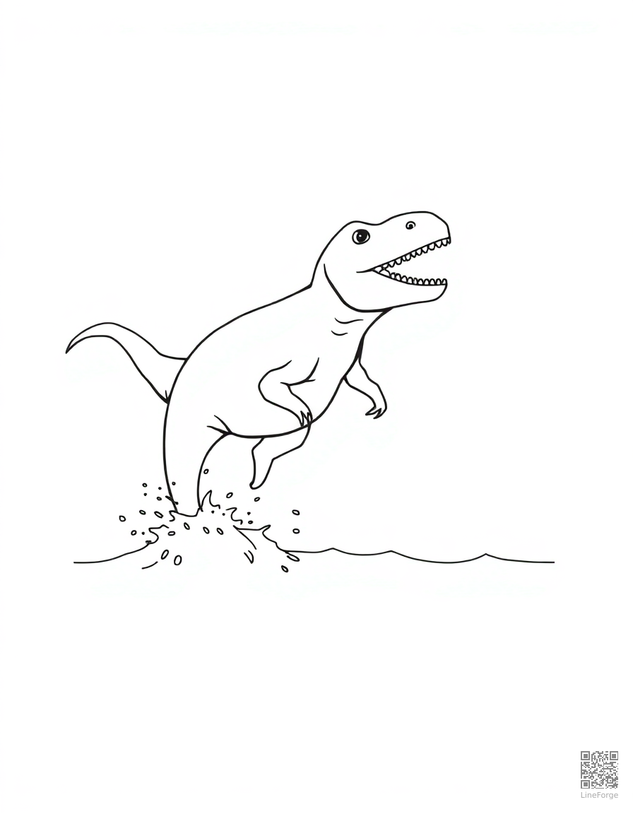 mosasaurus leaping out of the ocean coloring page Minimal style - free printable