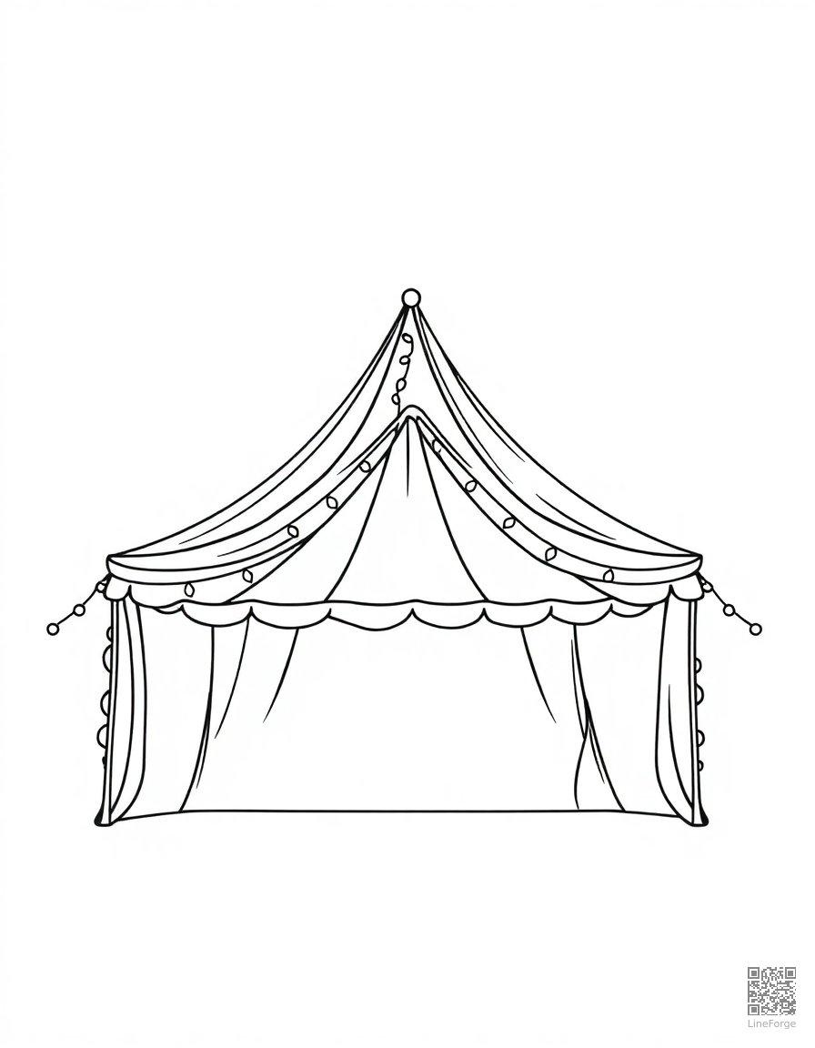 music festival tent with fairy lights coloring page Minimal style - free printable