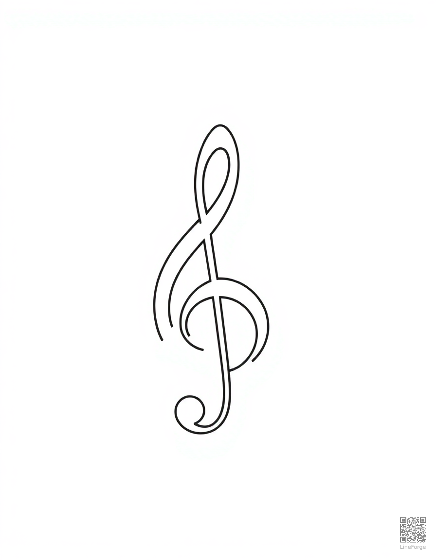 music notes and treble clef pattern coloring page Minimal style - free printable