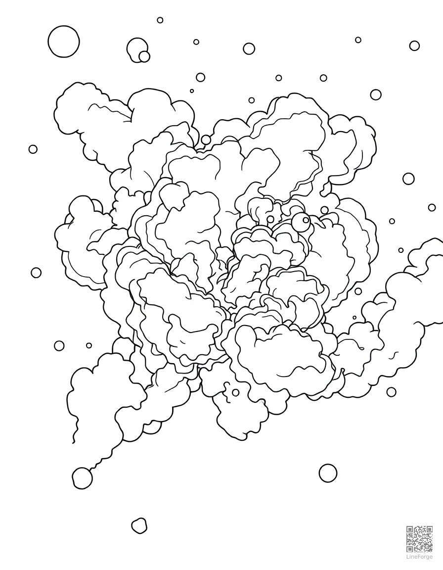 nebula with colorful gas clouds coloring page Contour style - free printable