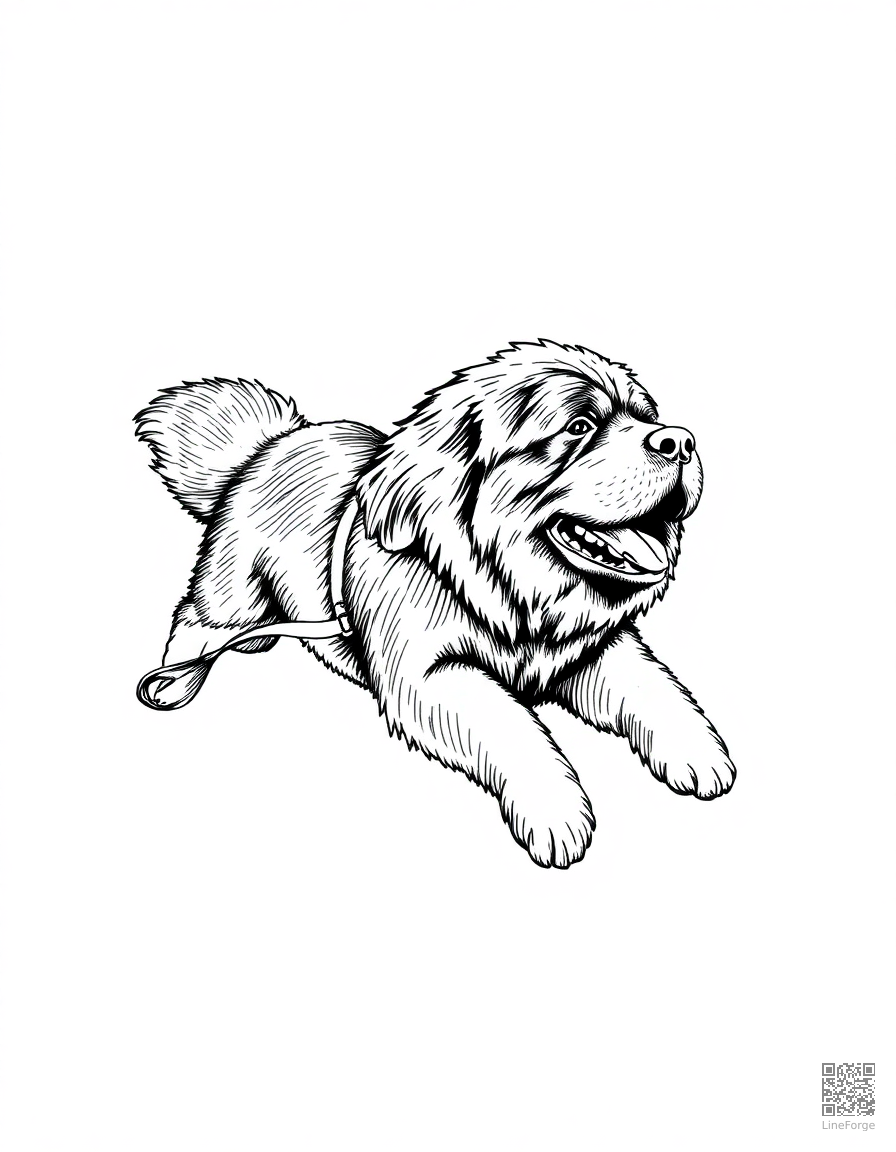 newfoundland dog swimming to rescue someone coloring page Crosshatch style - free printable