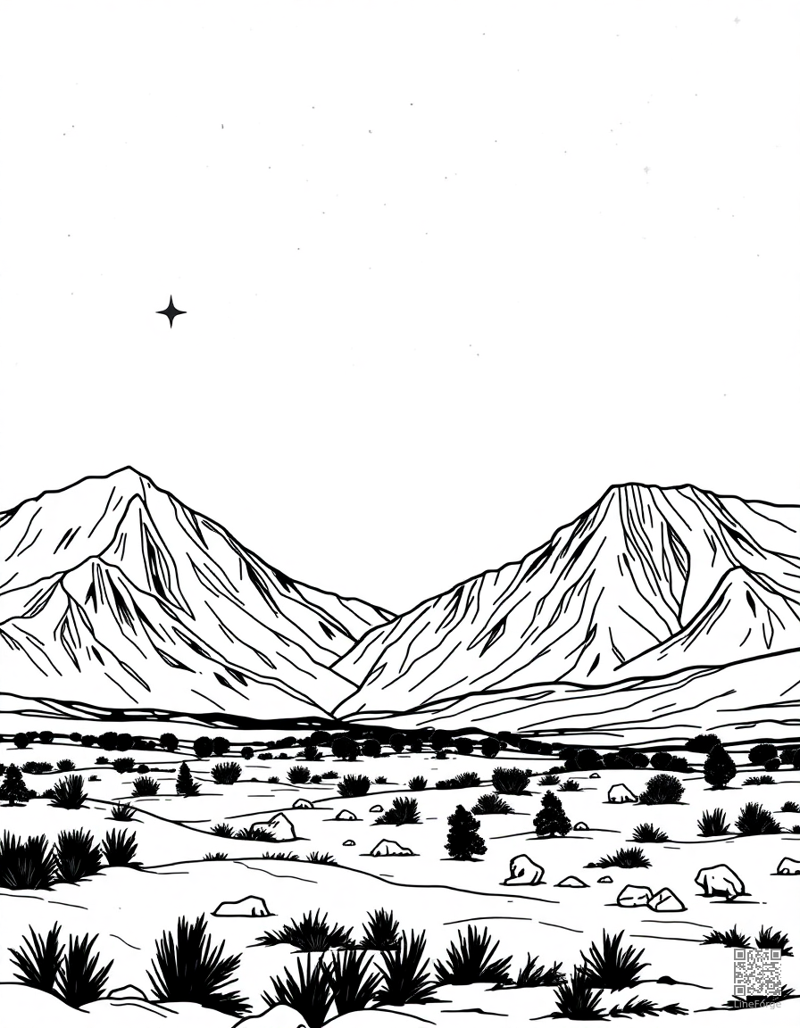 northern lights over iceland landscape coloring page Contour style free printable