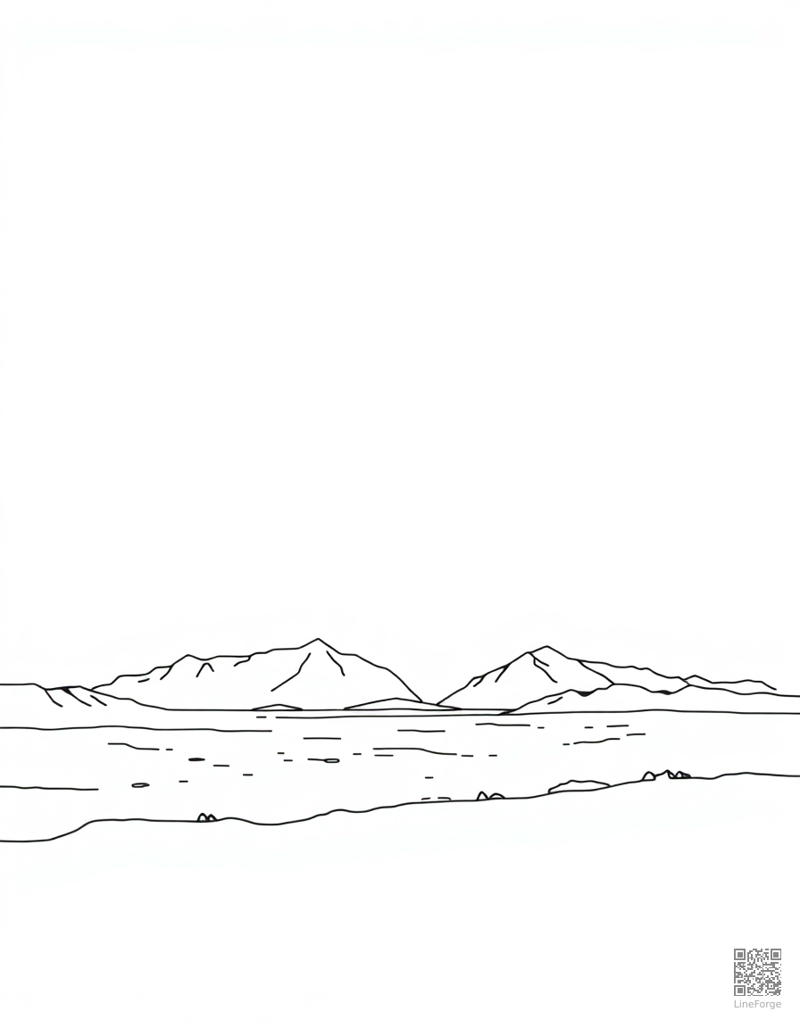 northern lights over iceland landscape coloring page Minimal style free printable