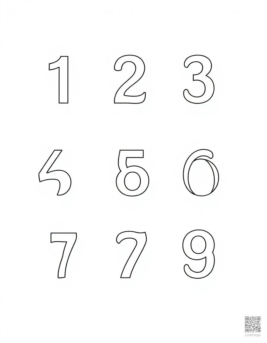 numbers 1 through 10 with counting objects coloring page Minimal style - free printable