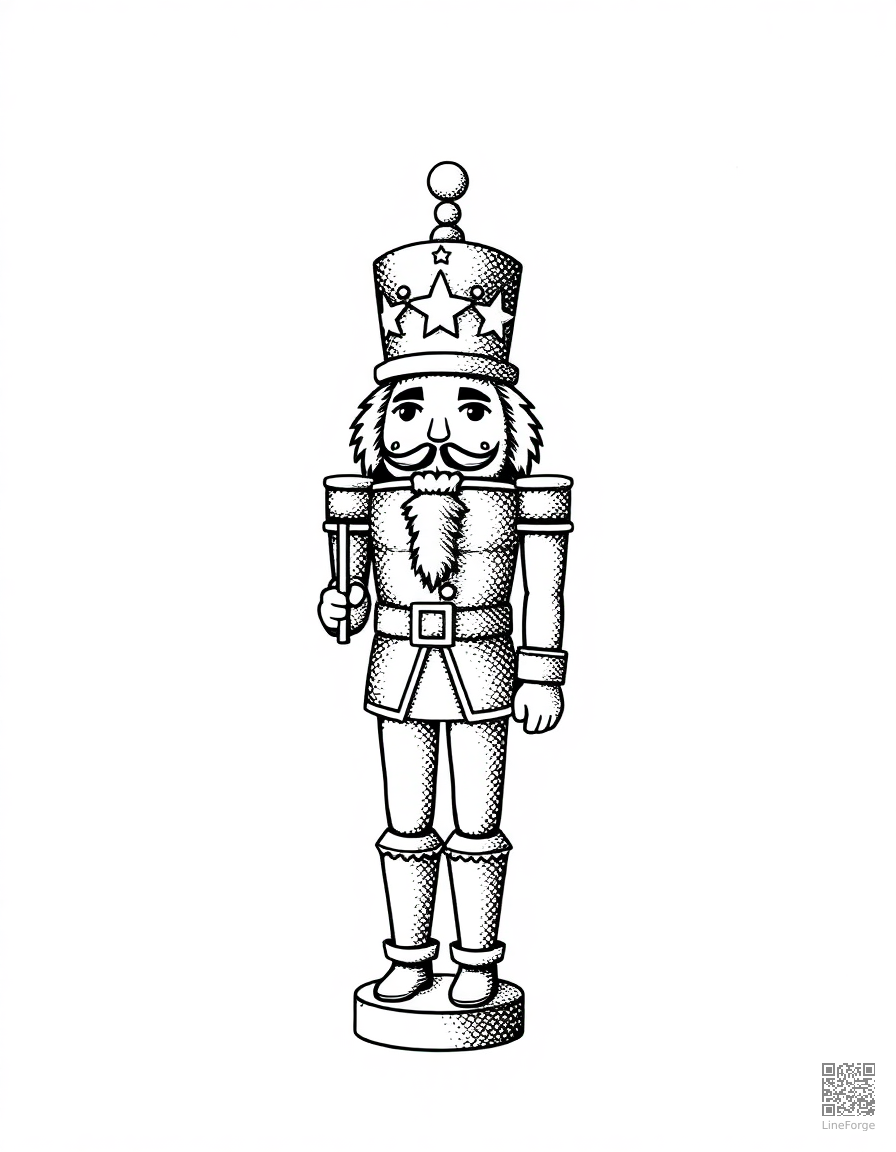 nutcracker soldier standing guard coloring page Stipple style - free printable