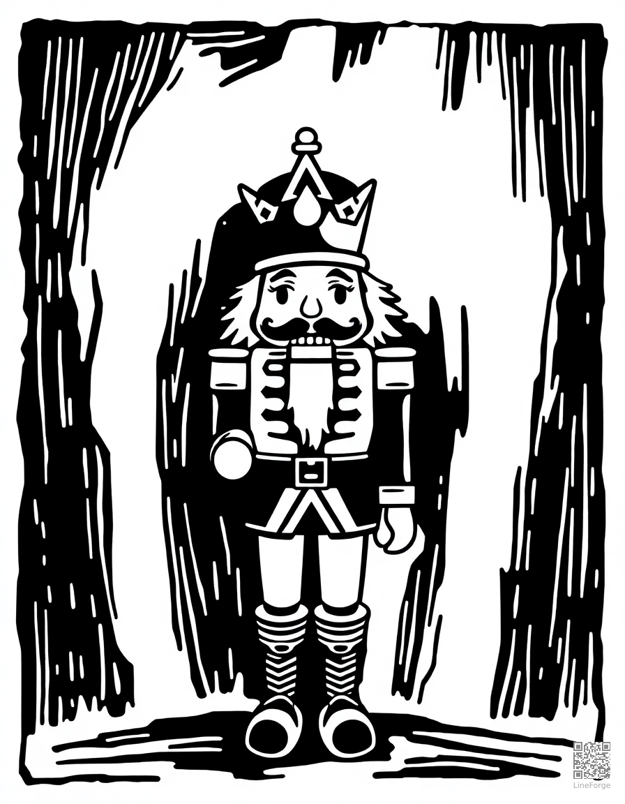 nutcracker soldier standing guard coloring page Woodcut style - free printable