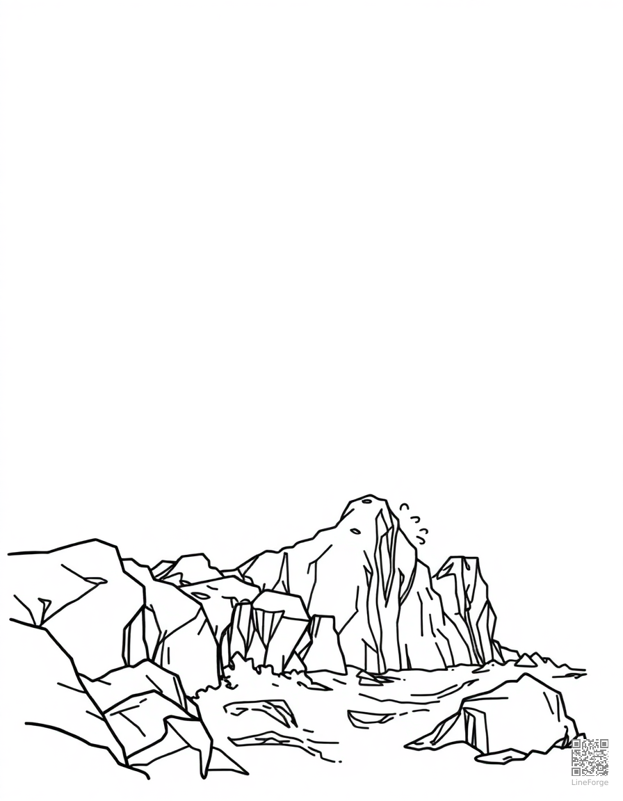 ocean waves crashing on rocky cliffs coloring page Minimal style free printable