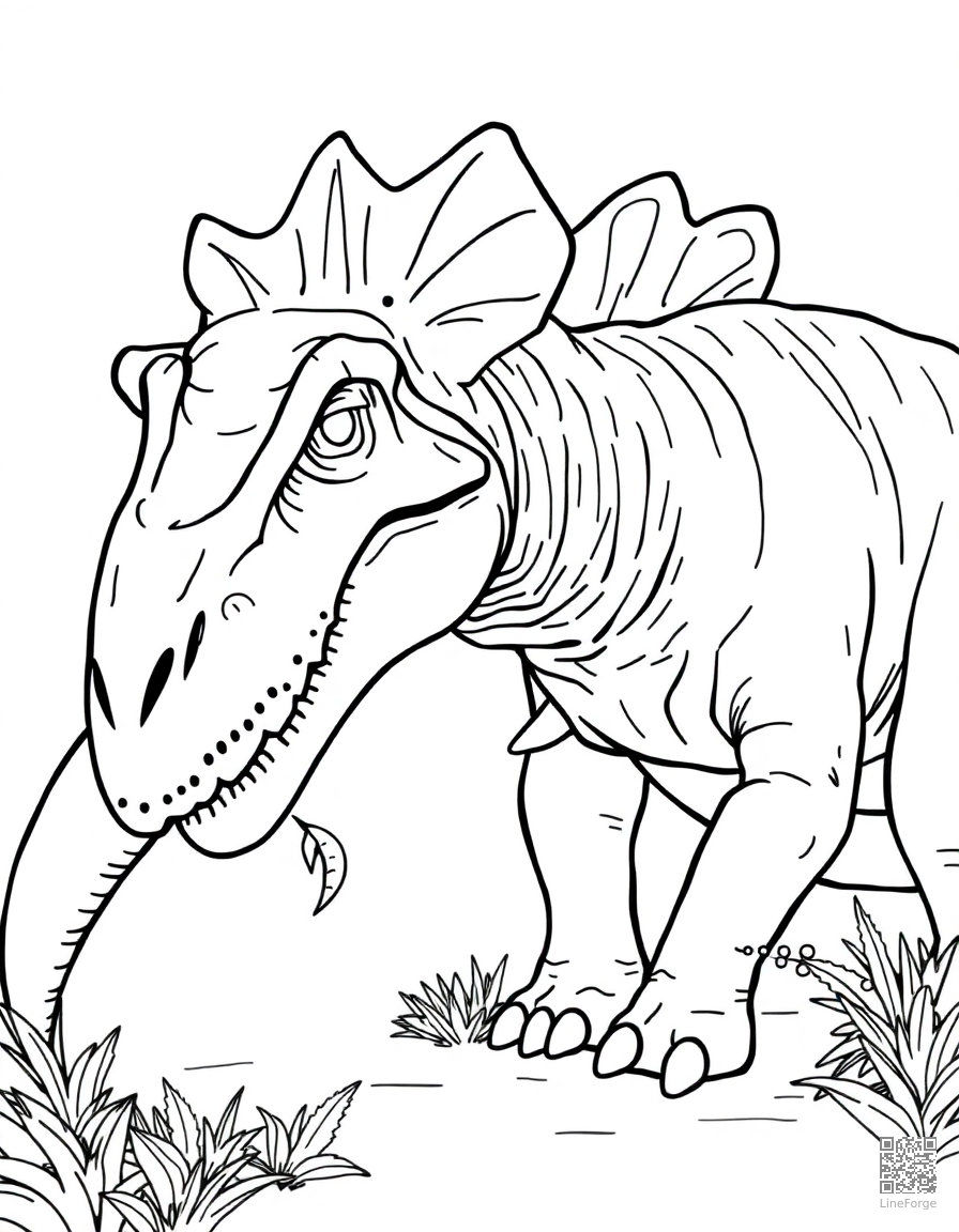 pachycephalosaurus headbutting another dinosaur coloring page Contour style - free printable
