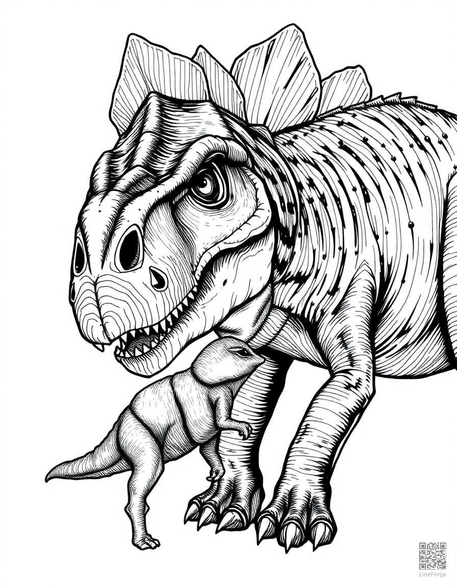 pachycephalosaurus headbutting another dinosaur coloring page Crosshatch style - free printable
