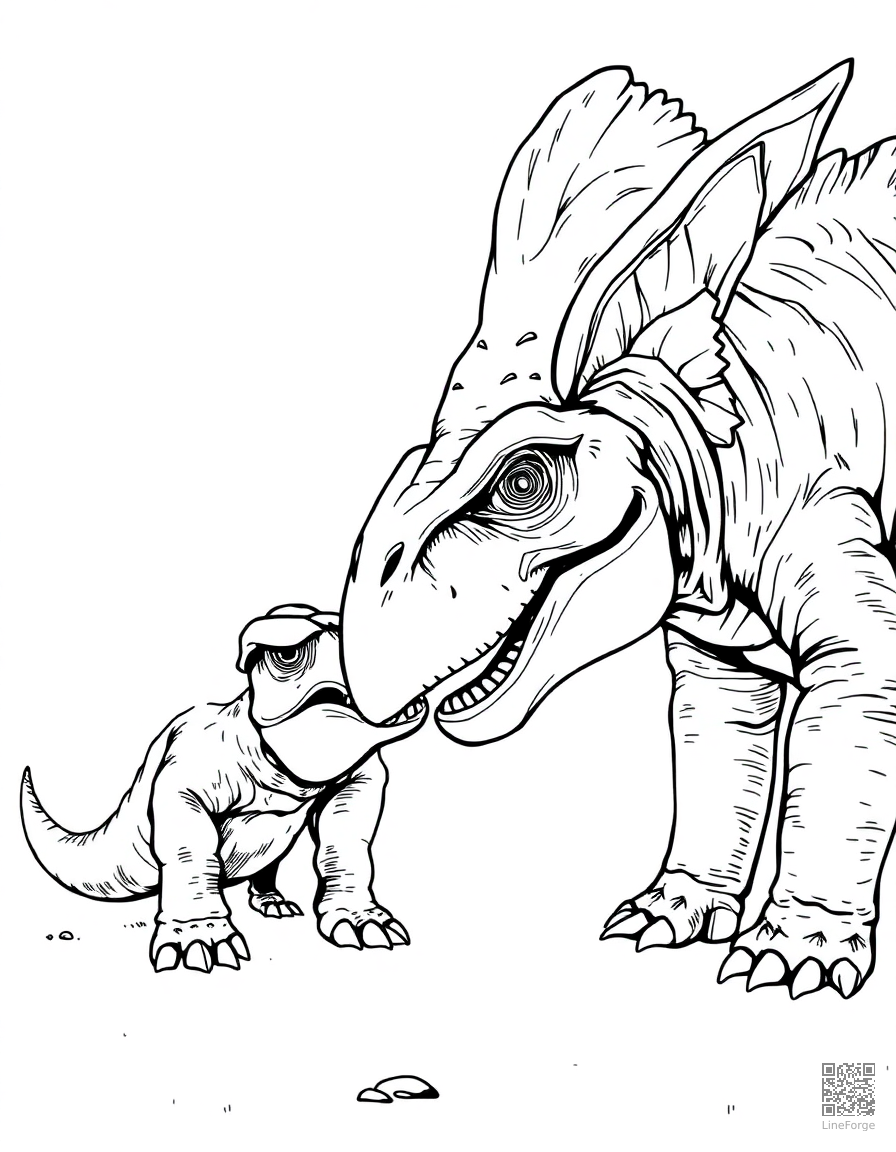 pachycephalosaurus headbutting another dinosaur coloring page Manga style - free printable